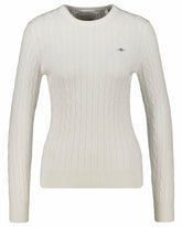 GANT Womens Cotton Cable C Neck Evening Jumper Eggshell M